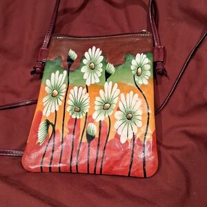 Daisy Design Crossbody Bag - Red and Green